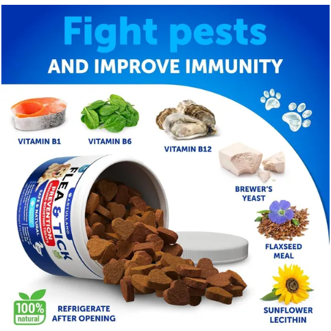2 Pack Natural Flea and Tick Prevention Chewables for Dogs