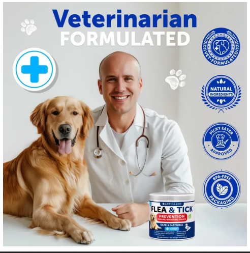 2 Pack Natural Flea and Tick Prevention Chewables for Dogs