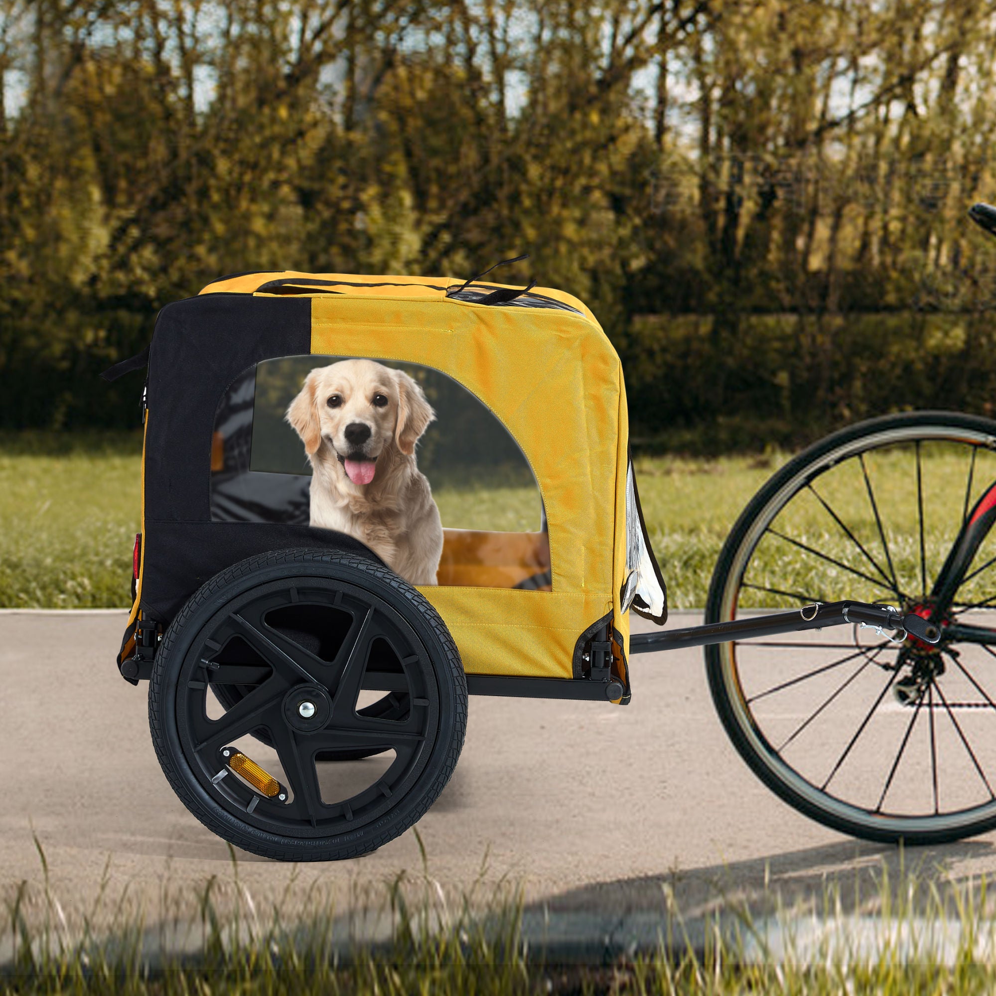 Heavy Duty Bicycle Trailer for Dogs - Yellow